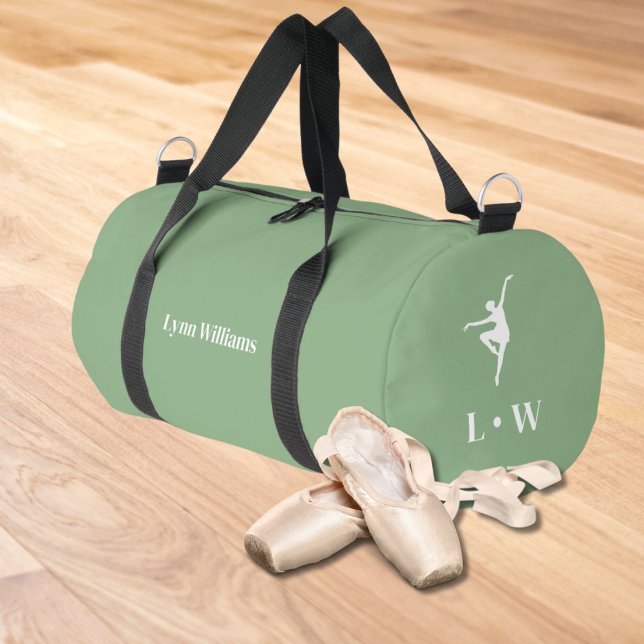 Bolsa de baile | Iniciales verdes Nombre Bolsa de  (Girls Dance Bags)
