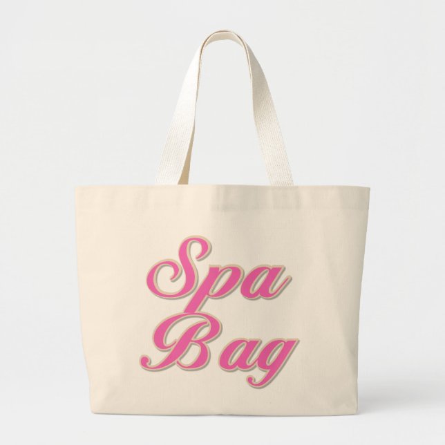 Bolsa de baño de spa de texto rosa Tote Bag (Frente)