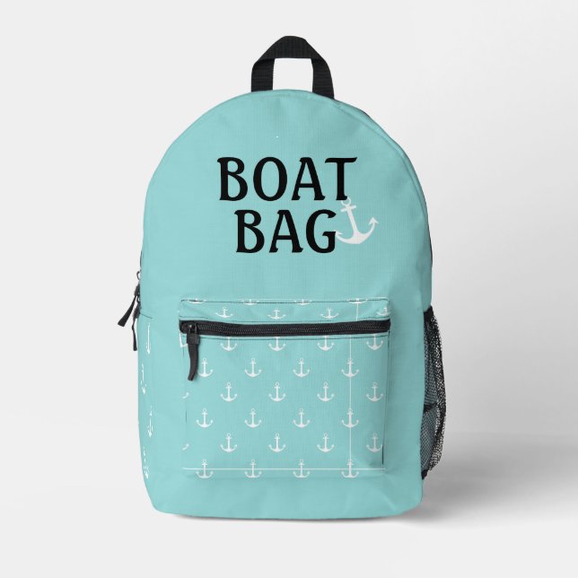 Bolsa de barco aqua y blanca con anclas (Anverso)