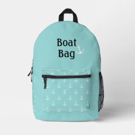 Bolsa de barco Aqua y blanco con anclas