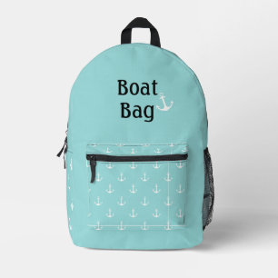 Bolsa de barco Aqua y blanco con anclas