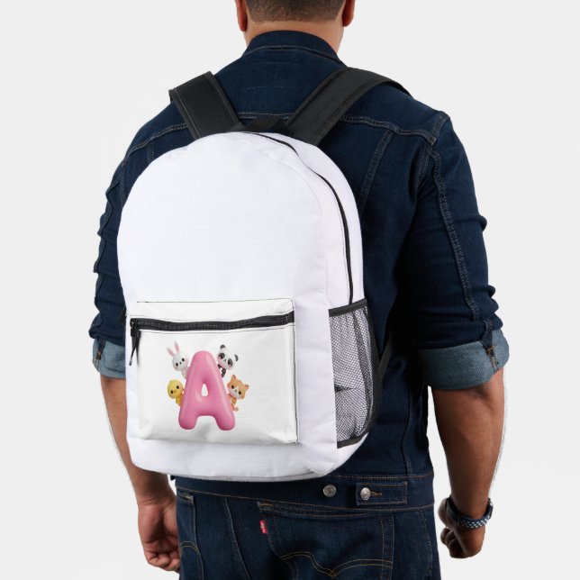 Bolsa de bebé con letra A de globo rosa y animales (Insitu (Modelo))