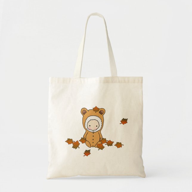 Bolsa de bebé otoñal lindo en hojas que caen (Frente)