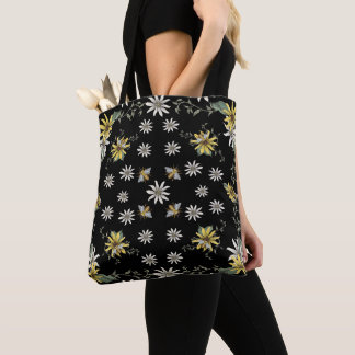 Bolsa de Bee Tote - Tote floral - negro y amarillo