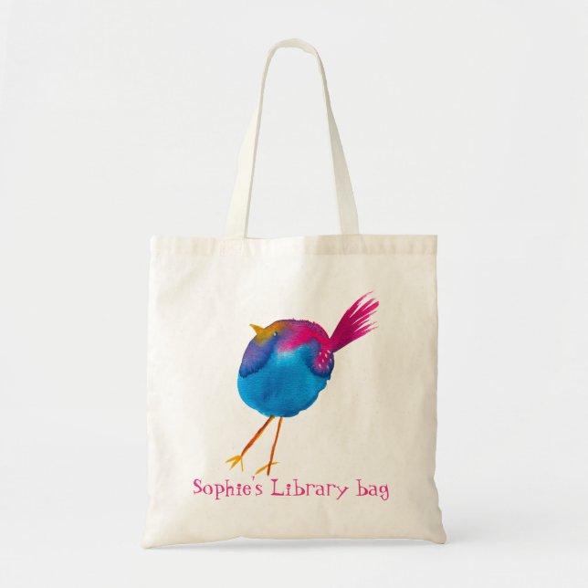 Bolsa de biblioteca de pájaros rosados (Frente)
