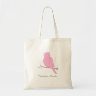 Bolsa de biblioteca rosa de silueta de ave búho