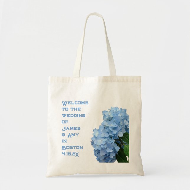 Bolsa de bienvenida de Blue Hydrangeas Boda (Frente)