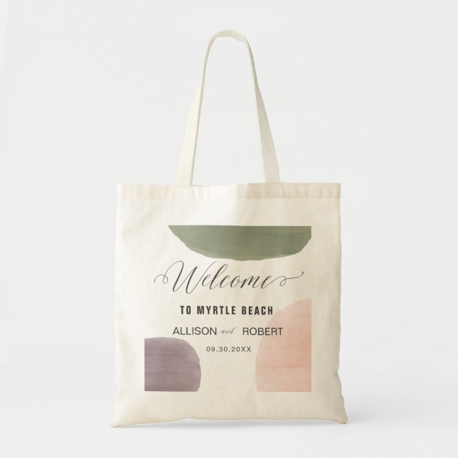 Bolsa de bienvenida de boda con acuarela de rosa,  (Frente)