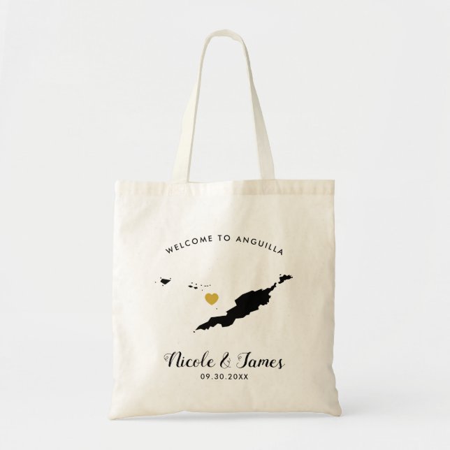 Bolsa de bienvenida de Boda de Anguila, negro y or (Frente)