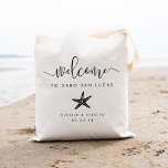 Bolsa de bienvenida de boda de destino | Starfish<br><div class="desc">Bienvenidos a su boda de destino con esta moda y modernas bolsas de té personalizadas. Las funciones de diseño son "bienvenidas" en el guión moderno de caligrafía escrita a mano, con espacio para personalizar con su ubicación, nombres y fecha boda. El diseño se completa con un ilustracion de silueta tropical...</div>