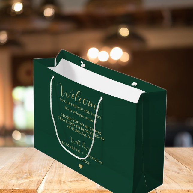 Bolsa de bienvenida de boda de guión dorado bolsos (Subido por el creador)