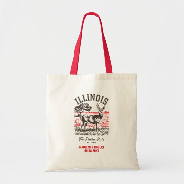 Bolsa de bienvenida de boda de Illinois, Boda de d (Frente)