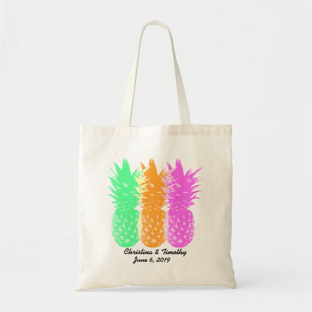 Bolsa de bienvenida de Boda de piña,Favor de la bo (Frente)