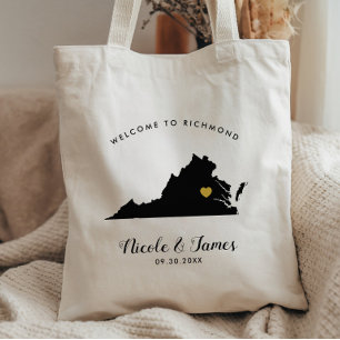 Bolsa de bienvenida de boda en Virginia para huésp