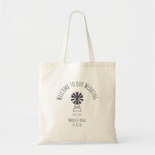 Bolsa de bienvenida de boda Molino de viento dibuj (Frente)