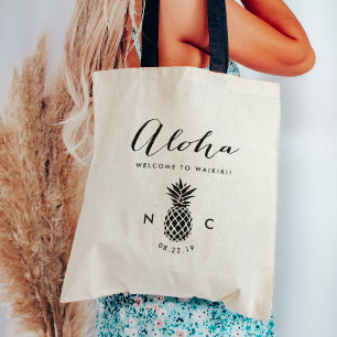 Bolsa de bienvenida de boda   Monograma de piña