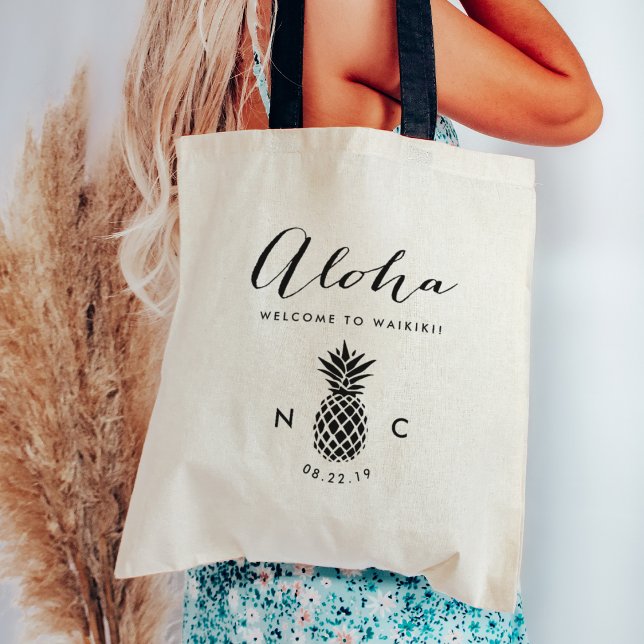 Bolsa de bienvenida de boda | Monograma de piña (Subido por el creador)