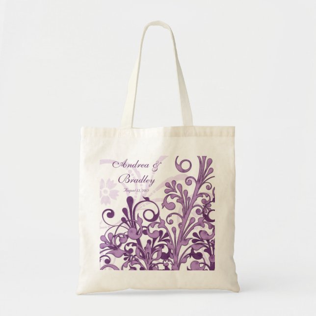 Bolsa de bienvenida de Boda morado floral (Frente)