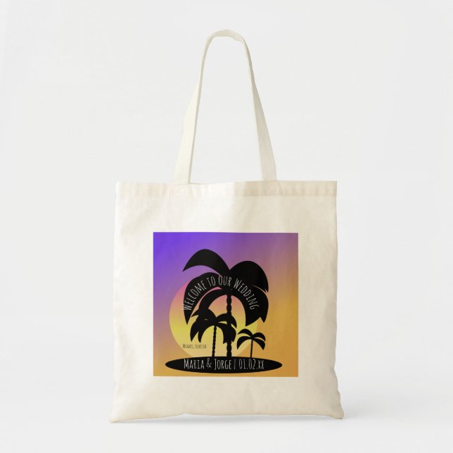 Bolsa de Bienvenida de Boda Palma Colorida (Frente)