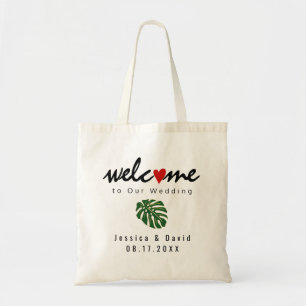 Bolsa de bienvenida de bodas de destino de hoja tr
