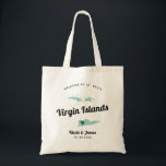 Bolsa de bienvenida de cualquier Boda de las Islas<br><div class="desc">Boda de fin de semana bolso de regalo de bienvenida para huéspedes fuera de la ciudad a su boda, con imagen de las Islas Vírgenes. Puede editar los colores de cualquier parte de este diseño, así como mover el corazón a la ubicación de su boda. Para cambiar los colores, haga...</div>