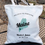 Bolsa de bienvenida de cualquier Boda de mapa de c<br><div class="desc">Bolsa de regalo de bienvenida de fin de semana para huéspedes fuera de la ciudad a su boda, con imagen de Maine. Puede editar los colores de cualquier parte de este diseño, así como mover el corazón a la ubicación de su boda. Para cambiar los colores, haga clic en personalizar...</div>