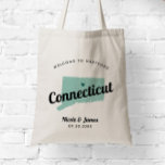 Bolsa de bienvenida de cualquier Boda de mapa de c<br><div class="desc">Bolsa de regalo de bienvenida de fin de semana para huéspedes fuera de la ciudad a su boda, con imagen de Connecticut. Puede editar los colores de cualquier parte de este diseño, así como mover el corazón a la ubicación de su boda. Para cambiar los colores, haga clic en personalizar...</div>