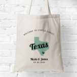 Bolsa de bienvenida de cualquier Boda de mapas de<br><div class="desc">Bolsa de regalo de bienvenida de fin de semana para huéspedes fuera de la ciudad a su boda, con imagen de Texas. Puede editar los colores de cualquier parte de este diseño, así como mover el corazón a la ubicación de su boda. Para cambiar los colores, haga clic en personalizar...</div>