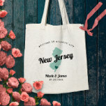 Bolsa de bienvenida de cualquier Boda de mapas de<br><div class="desc">Bolsa de regalo de bienvenida de fin de semana para huéspedes fuera de la ciudad a su boda, con imagen de Nueva Jersey. Puede editar los colores de cualquier parte de este diseño, así como mover el corazón a la ubicación de su boda. Para cambiar los colores, haga clic en...</div>