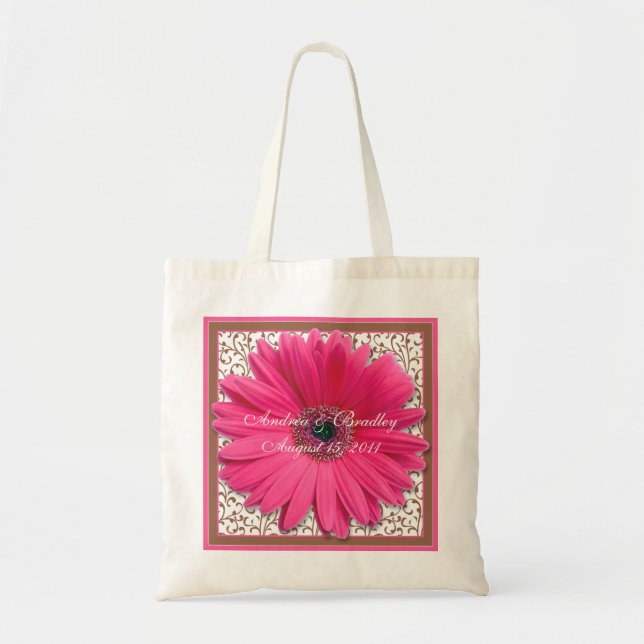 Bolsa de bienvenida de la Boda rosa Gerbera Daisy  (Frente)