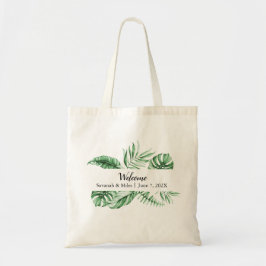 Bolsa de bienvenida de la palma verde tropical