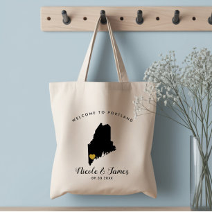 Bolsa de bienvenida para boda con mapa de Maine, n