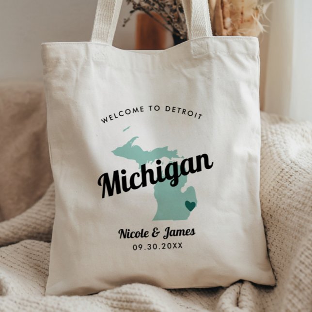 Bolsa de bienvenida para boda con mapa de Michigan (Subido por el creador)