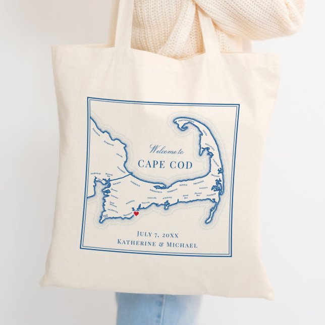 Bolsa de bienvenida para boda en Cape Cod (Custom Cape Cod tote bags are perfect wedding favors or wedding welcome bags for your guests.)