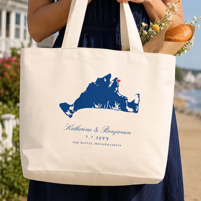 Bolsa de bienvenida para boda en Oak Bluffs Martha (Sailing Camp Park Wedding Tote Bag Oak Bluffs Map Martha's Vineyard Wedding Welcome Bag by Coastal M)