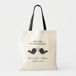 Bolsa de bienvenida para bodas con diseño de pájar