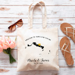 Bolsa de bienvenida para Bodas de Turcas y Caicos,<br><div class="desc">Boda de fin de semana bolso de regalo de bienvenida para los huéspedes fuera de la ciudad a su boda,  con imagen de las Islas Turcas y Caicos con corazón dorado. Llena el tote con tus golosinas favoritas.</div>