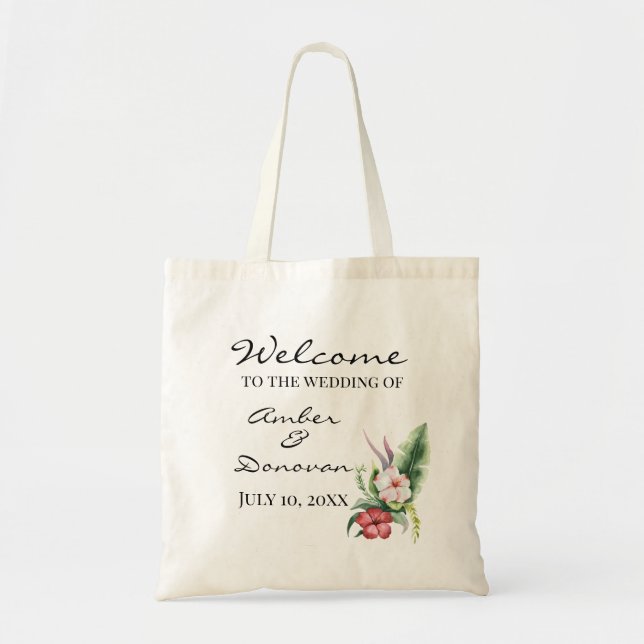 Bolsa de bienvenida para el Boda Tropical Hibiscus (Frente)