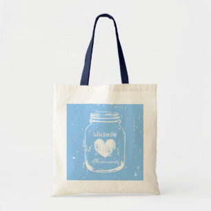 Bolsa de boda de albañil azul para damas de honor