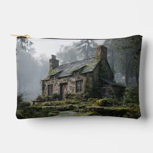 Bolsa de bosque de cabaña de piedra neblinosa (Anverso)