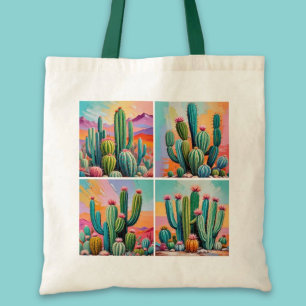 Bolsa de cacti tote colorida