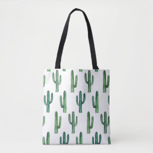 Bolsa de cactus verde. Cacti acuarela moderna