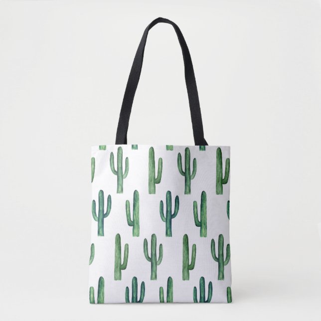 Bolsa de cactus verde. Cacti acuarela moderna (Anverso)