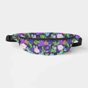 Bolsa de cadera con monograma morado de ranas verd
