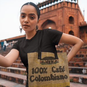 BOLSA DE CAFÉ DE BURLAP (FAUX) CUERPO CRUZ DE TOTE