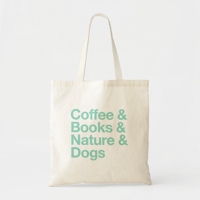 Bolsa de café y libros, naturaleza y perros (Verde (Frente)