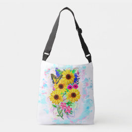 Bolsa de carga grande con girasoles y mariposa