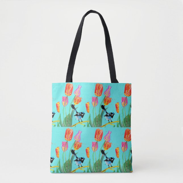 Bolsa de Chica de cumpleaños azul azul ocre tulipá (Anverso)