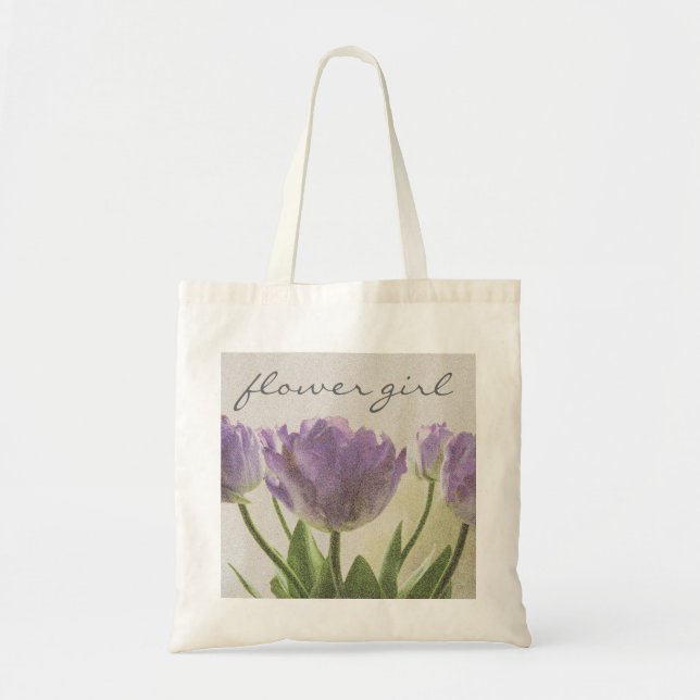 Bolsa de chica de flores con tulipanes boda morado (Frente)