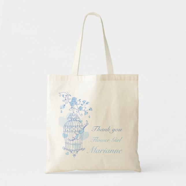 Bolsa de Chica de flores de boda de pájaro azul (Frente)